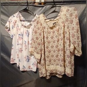 2 Floral Print Women's Tops Set